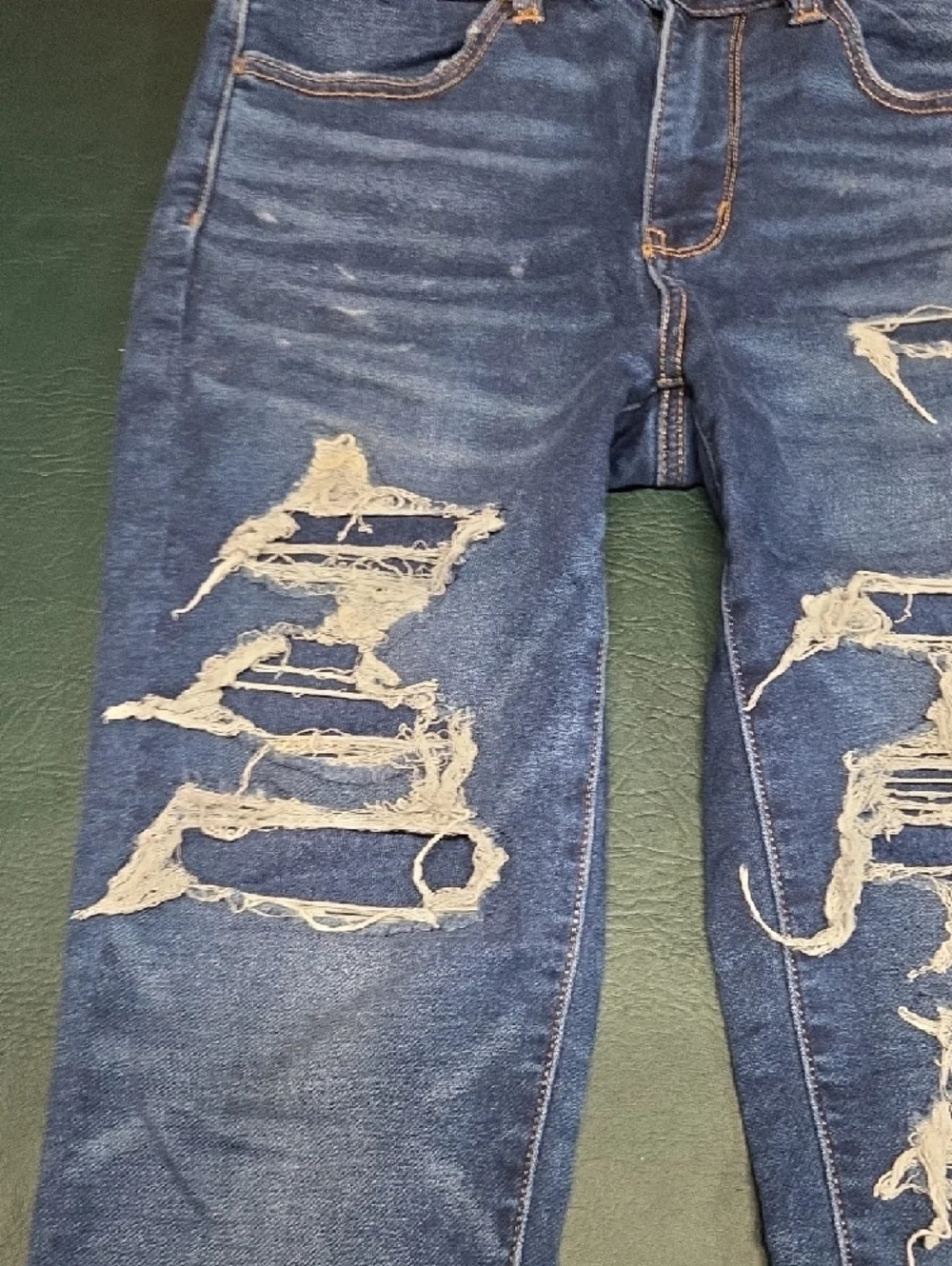 **American Eagle Distressed Dark Wash Skinny Jeans** - Picture 3 of 12